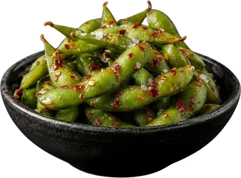 Entrées froides Edamame épicé de Sushi Wa, restaurant de sushis halal à Ixelles (Flagey, Bruxelles)