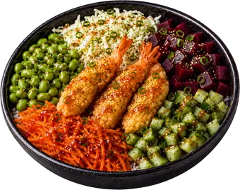 Poke Bowls Crevette tempura de Sushi Wa, restaurant de sushis halal à Ixelles (Flagey, Bruxelles)